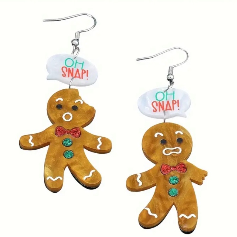 Funny Gingerbread Dangle Earrings | Christmas and Holiday Themed